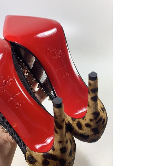 Galativi 85mm Leopard Print Pony Spiked Mesh Pumps heels D576 - Picture 10 of 12